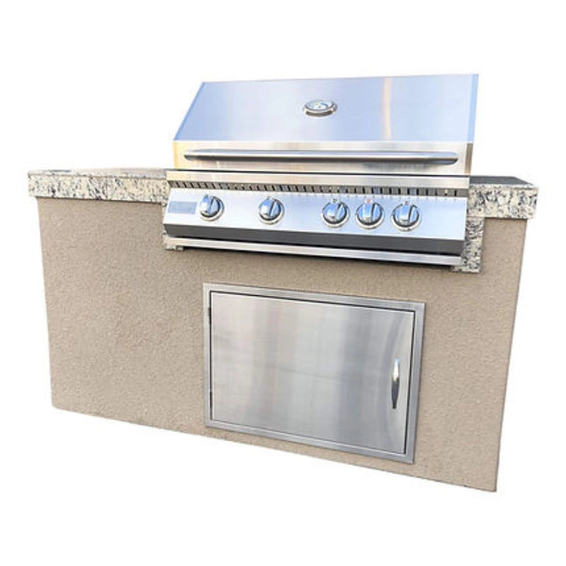 Kokomo Grills The 5' Maldives BBQ Island with Built In 4 Burner BBQ Grill and Access Door