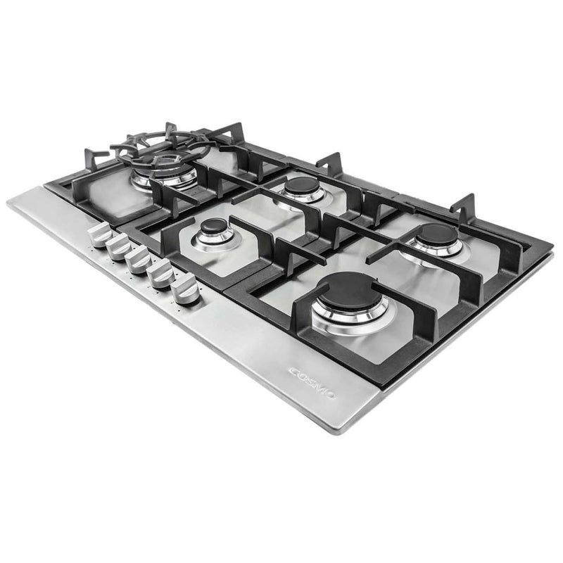 Cosmo 30" Gas Cooktop in Stainless Steel, 5 Burners, Cast Iron Grates, 850SLTX-E
