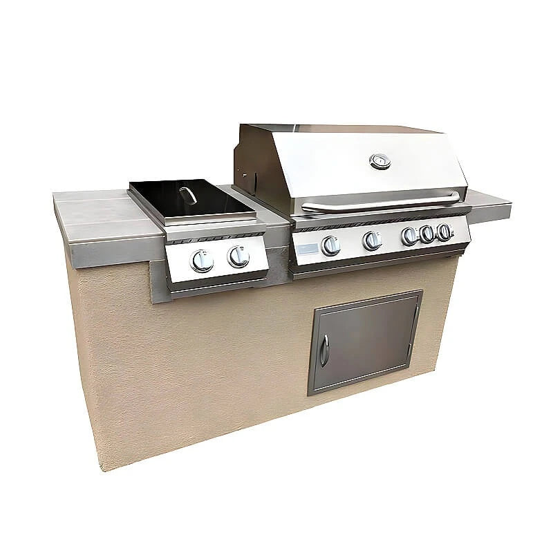 Kokomo Grills Antigua 6 Ft BBQ Island with 32-Inch Grill and Double Side Burner