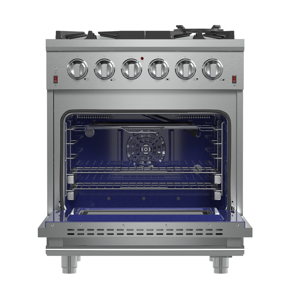 Forno Massimo 30-Inch Freestanding Gas Range, 5 Burners, True Convection Oven