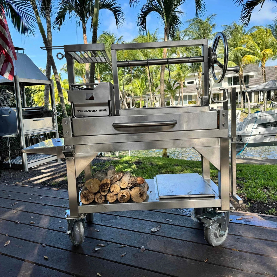 Tagwood BBQ Freestanding Mini Argentine Santa Maria Wood Fire & Charcoal Gaucho Grill - BBQ03SS MINI