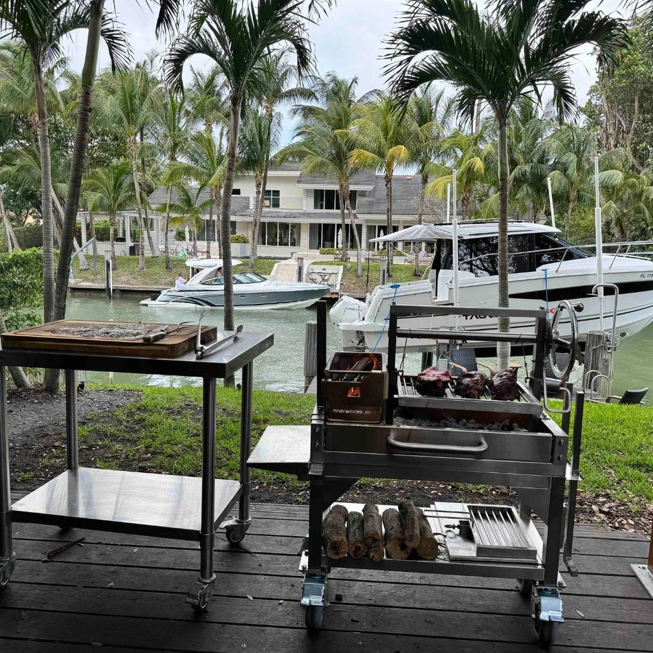 Tagwood BBQ Freestanding Mini Argentine Santa Maria Wood Fire & Charcoal Gaucho Grill - BBQ03SS MINI