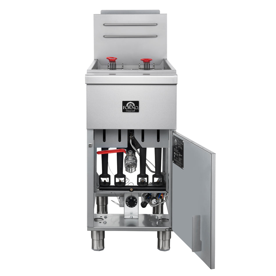 Forno Commerciale Natural Gas Deep Fryer, 4 Burners 120,000 BTU, 50 lbs Oil Capacity