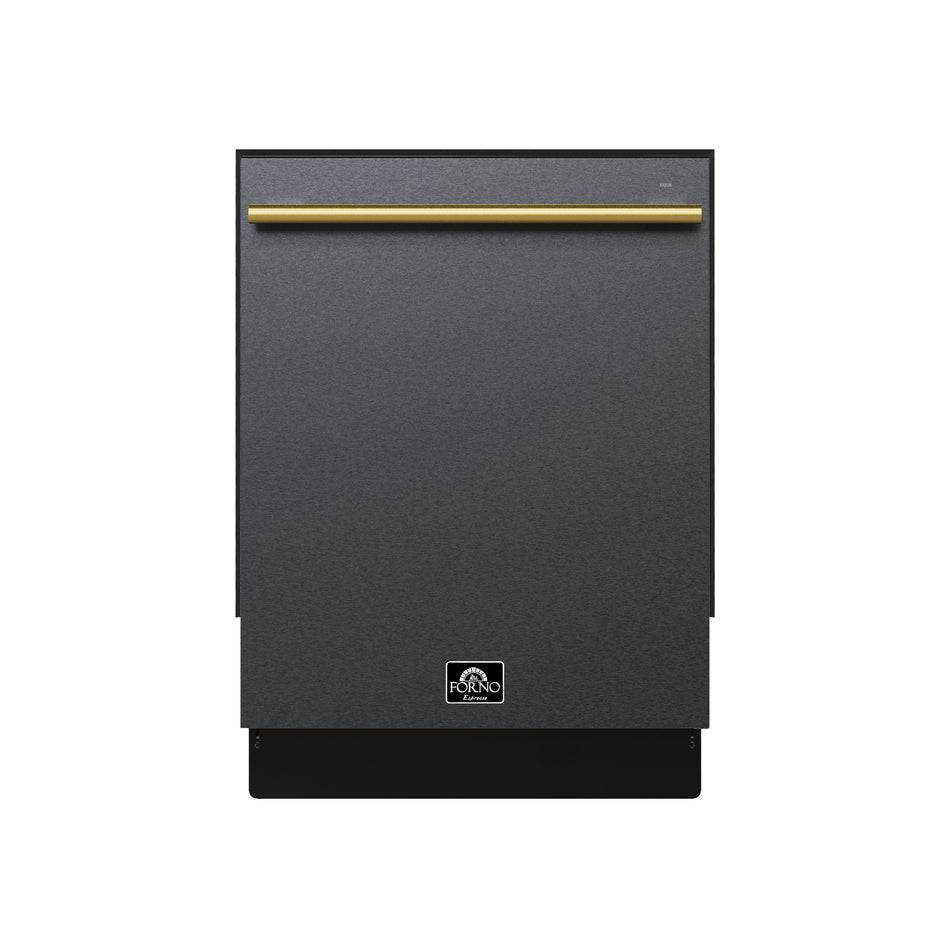 Forno Romano Espresso 24-Inch Built-In Dishwasher, Black Finish, Stainless Steel Tub, 49 dBA, Energy Star Certified