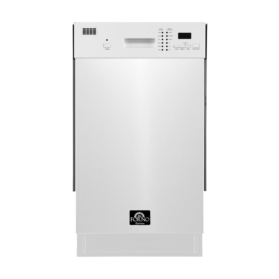 Forno Polo 18-Inch Built-In White Dishwasher, 8 Place Settings, ENERGY STAR Certified, 52 dBA