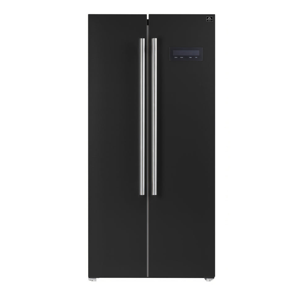Forno Salerno Espresso 33-Inch Black Side-by-Side Refrigerator, 15.6 Cu. Ft., Energy-Efficient, No Frost, Modern Design
