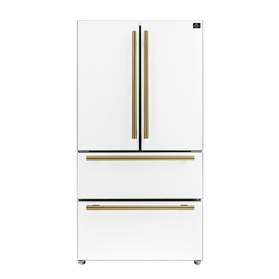Forno Moena Espresso 36-Inch White French Door Refrigerator, 19.2 Cu. Ft., Frost-Free, Automatic Ice Maker, ENERGY STAR Certified