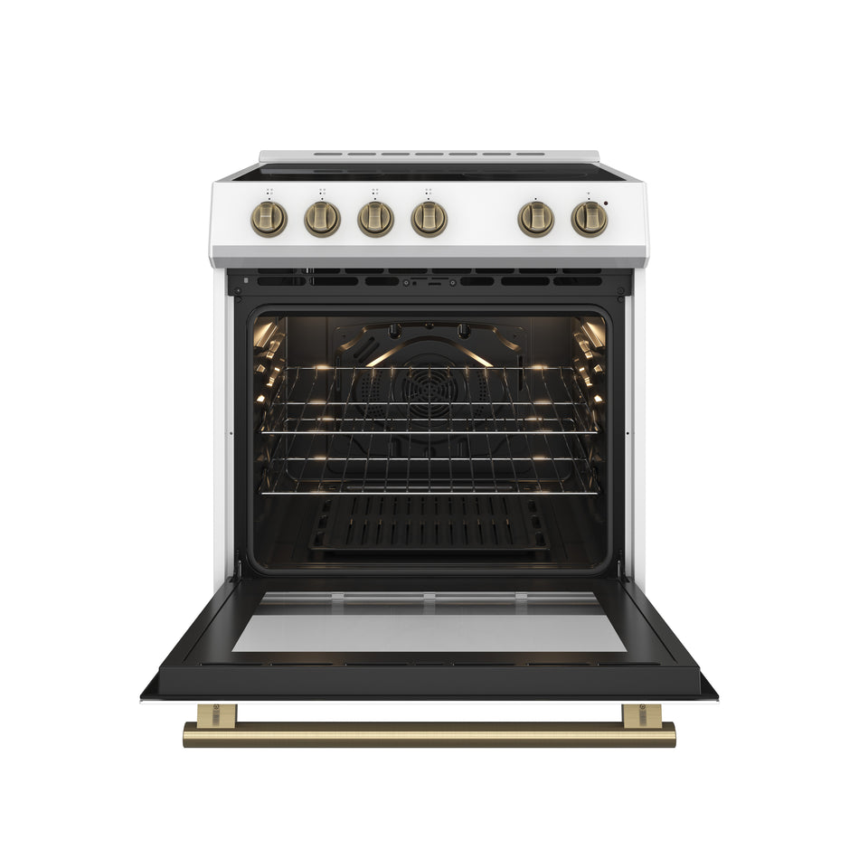 Forno Leonardo Espresso 30-Inch White Electric Range, True Convection, Energy Efficient