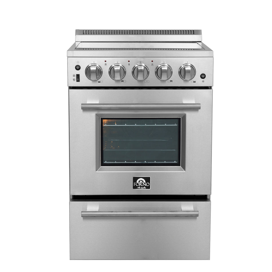 Forno Loiano 24 Inch Freestanding Electric Range Stainless Steel with Storage Drawer