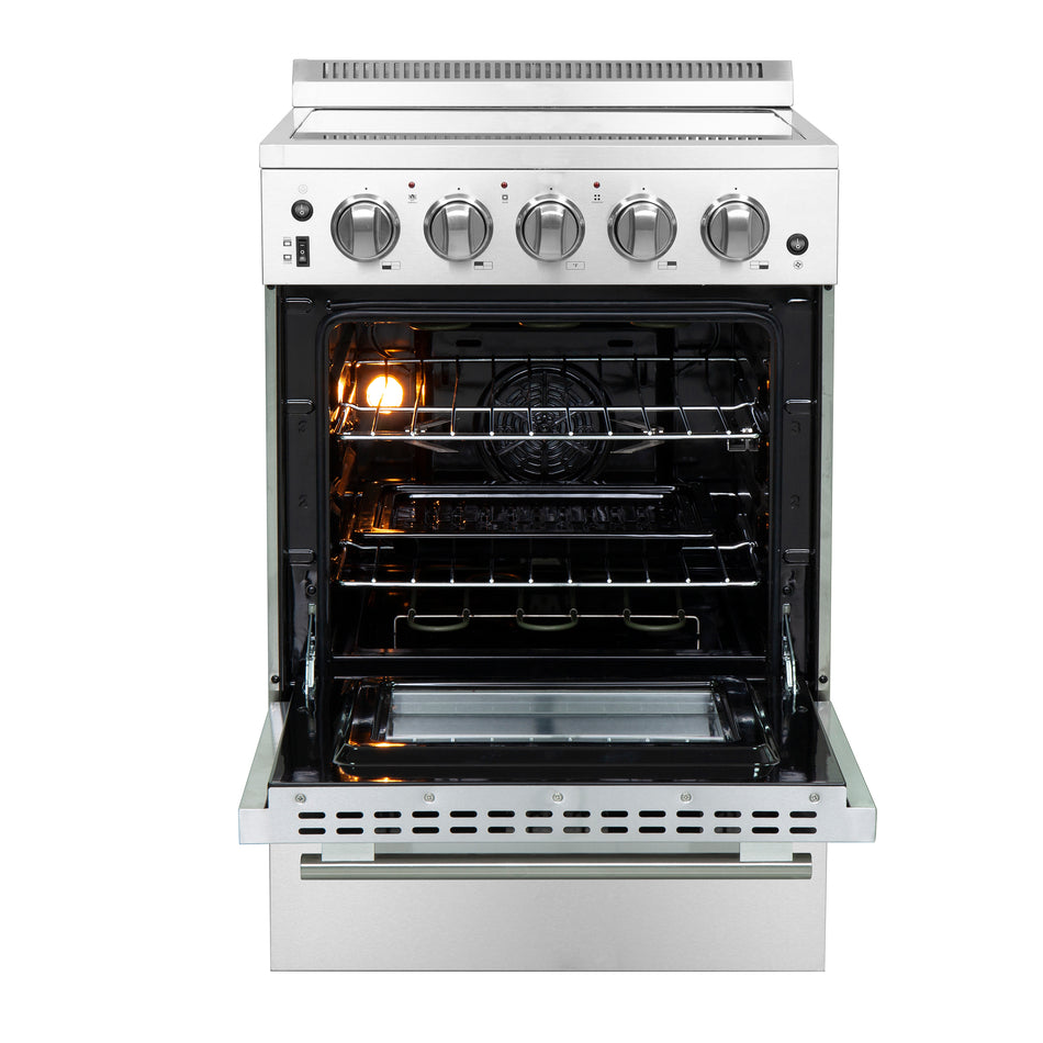 Forno Loiano 24 Inch Freestanding Electric Range Stainless Steel with Storage Drawer