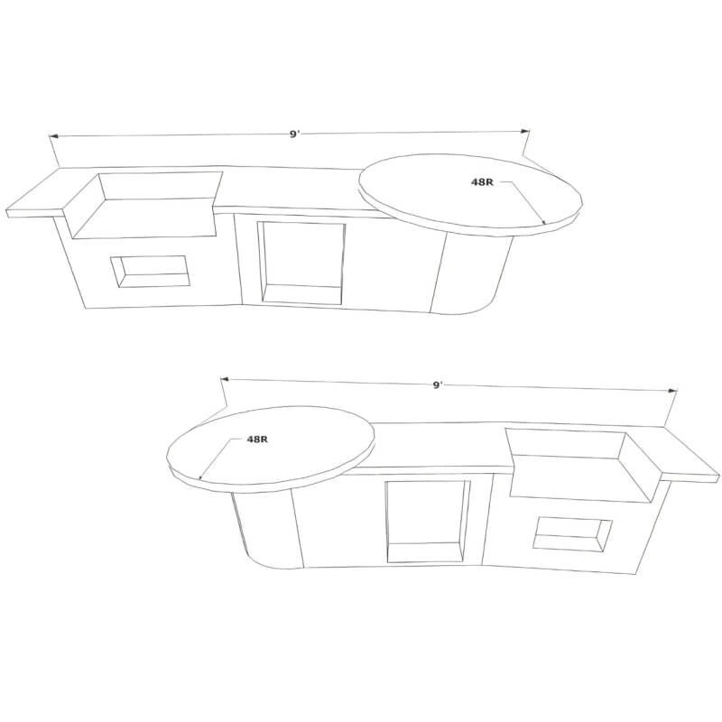Kokomo Grills Fire 9 Ft BBQ Island with 4 Ft Round Bar and 32-Inch Gas Grill