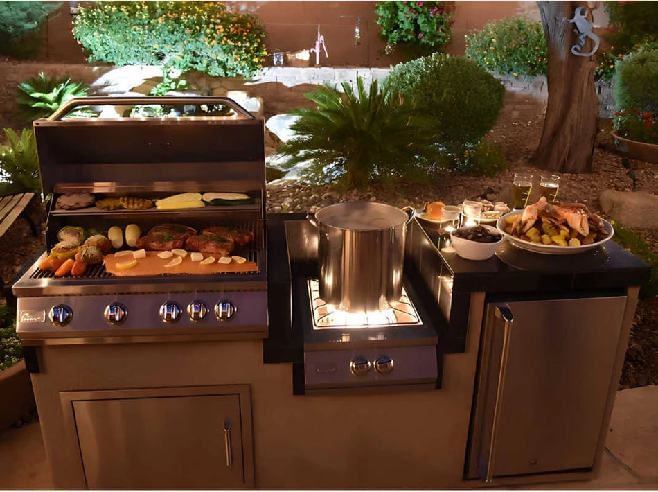 Kokomo Grills 7 Ft. 6-Inch Grill Island Package with 32-inch 4 Burner Grill & Power Burner