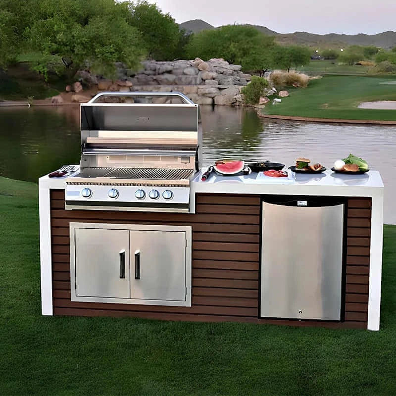 Kokomo Grills Classic Shiplap Outdoor Kitchen with Waterfall Edge