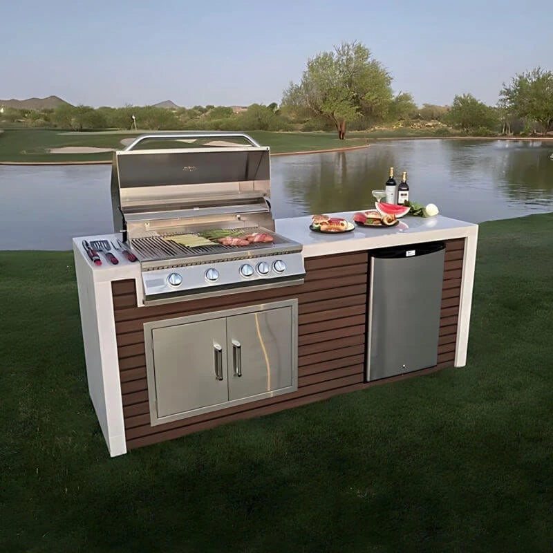 Kokomo Grills Classic Shiplap Outdoor Kitchen with Waterfall Edge