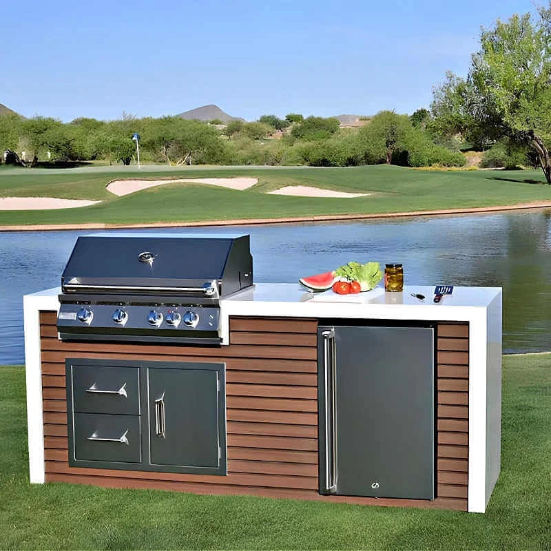 Kokomo Grills Professional Shiplap Outdoor Kitchen with Waterfall Edge