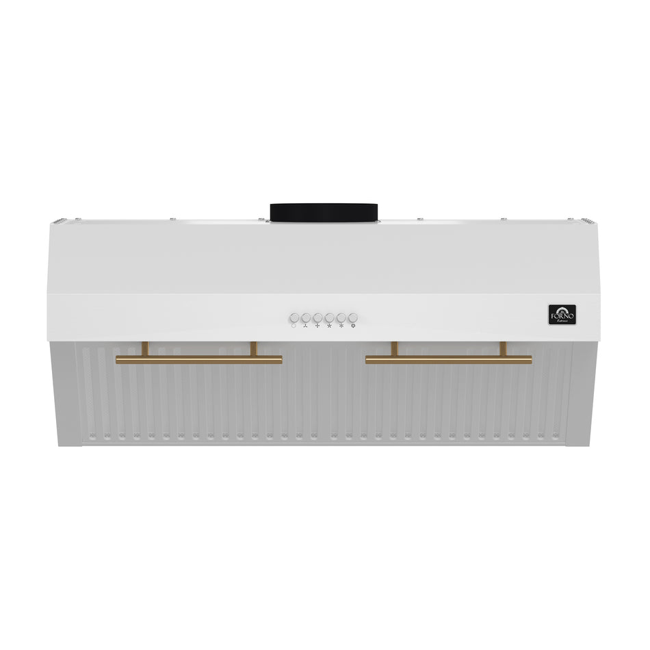 Forno Bari Espresso 30-Inch Under Cabinet Range Hood, White, 600 CFM, LED Lighting, Dishwasher-Safe Baffle Filters, 3-Speed Fan Control