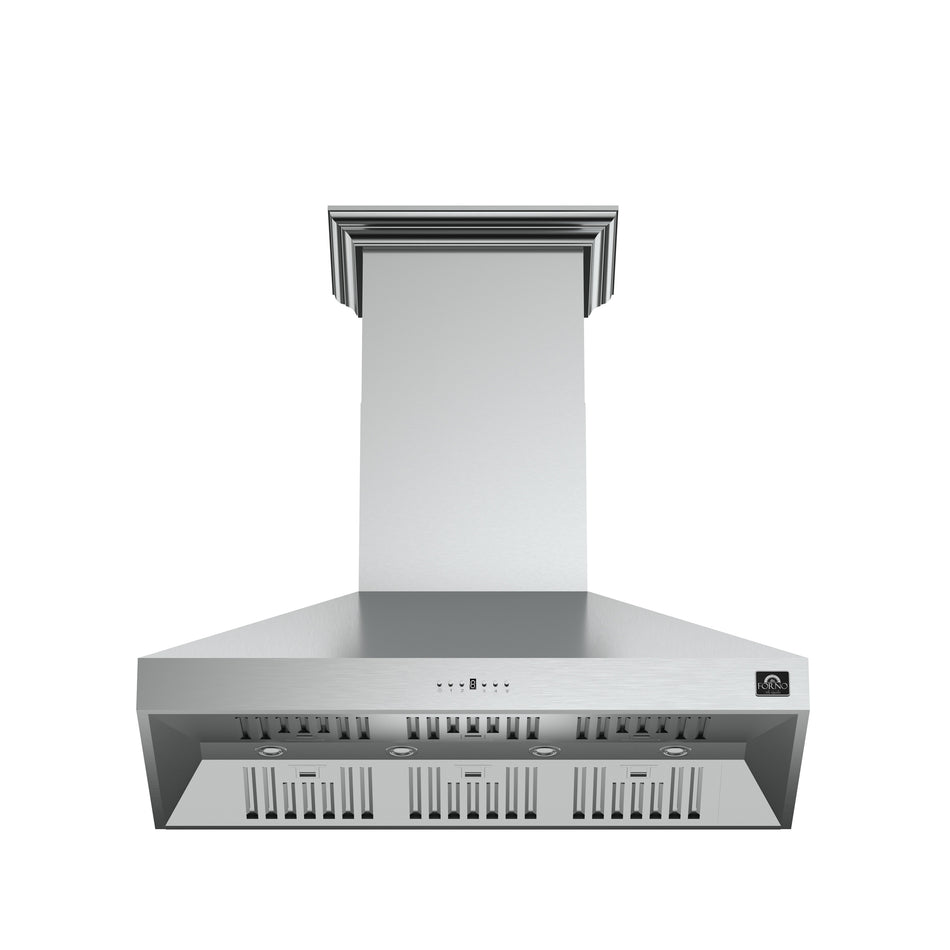 Forno Orvieto 48-Inch Wall Mount Range Hood, LED Lighting, Heavy Duty, Stainless Steel