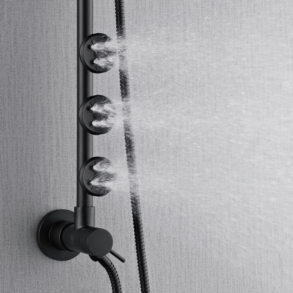 Forno Acqua AcquaSPA Retrofit Shower, Overhead Rainfall, 8 Inch Shower Head, Handheld Shower Head, Body Jets, 6 Way Diverter, Matte Black Finish, 1.8 GPM Flow Rate
