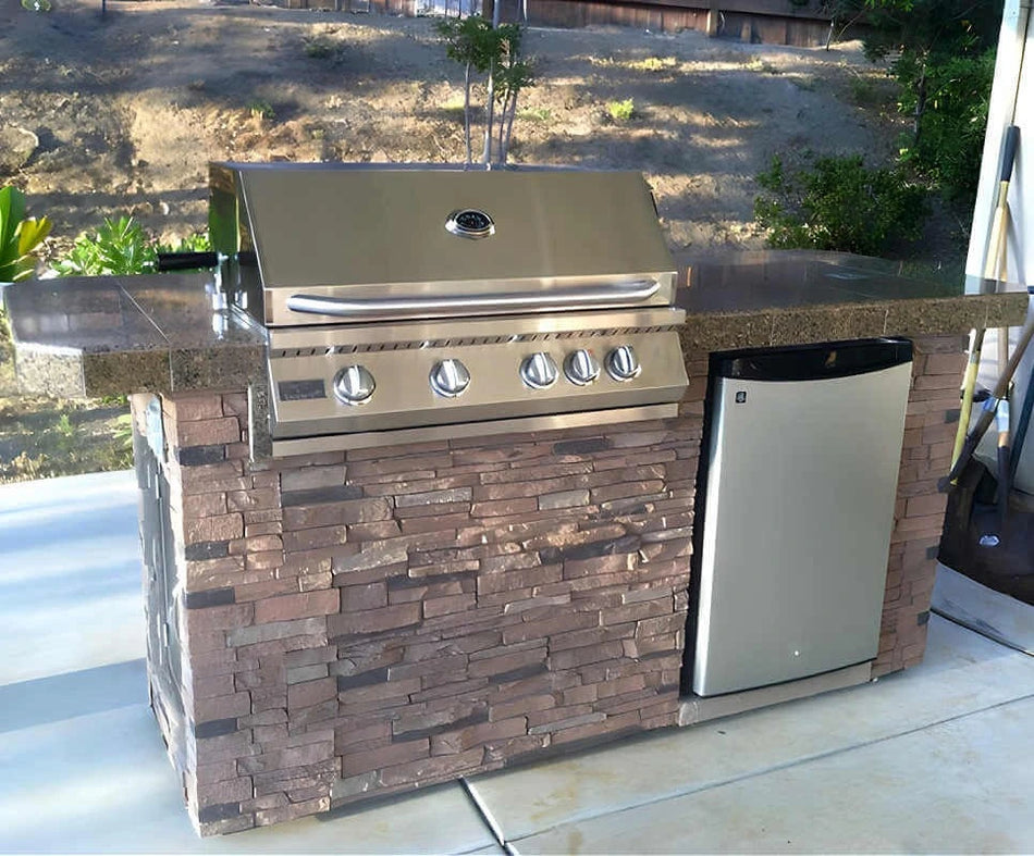 Kokomo Grills St. John 7 Ft 6-Inch BBQ Island with 32-Inch 4 Burner Grill