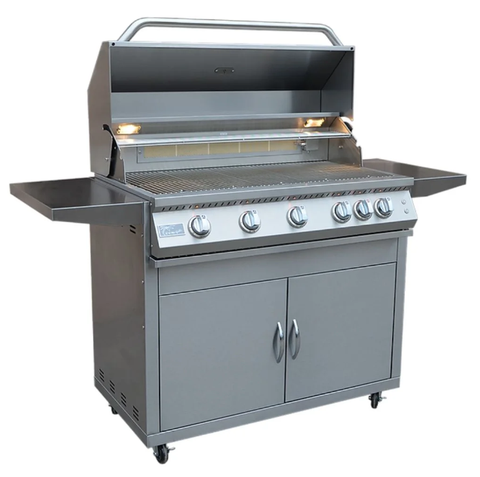 Kokomo Grills Professional 5 Burner 40 Inch Cart Model BBQ Grill With Lights & Locking Casters - KO-BAK5BG-PRO+KO-BAK5BG-C