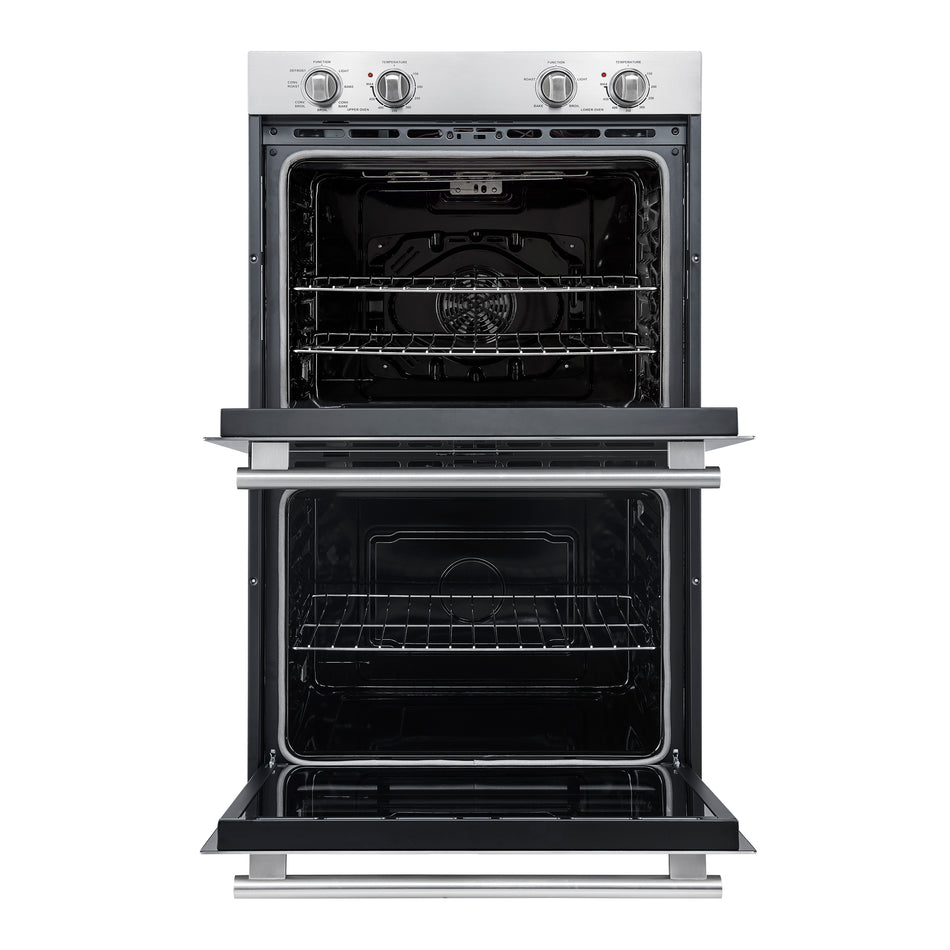 Forno Vomero 30-Inch Double Wall Oven, Stainless Steel, 10 cu.ft Total Capacity, 7100W Convection, Mechanical Controls, Self-Cleaning Function