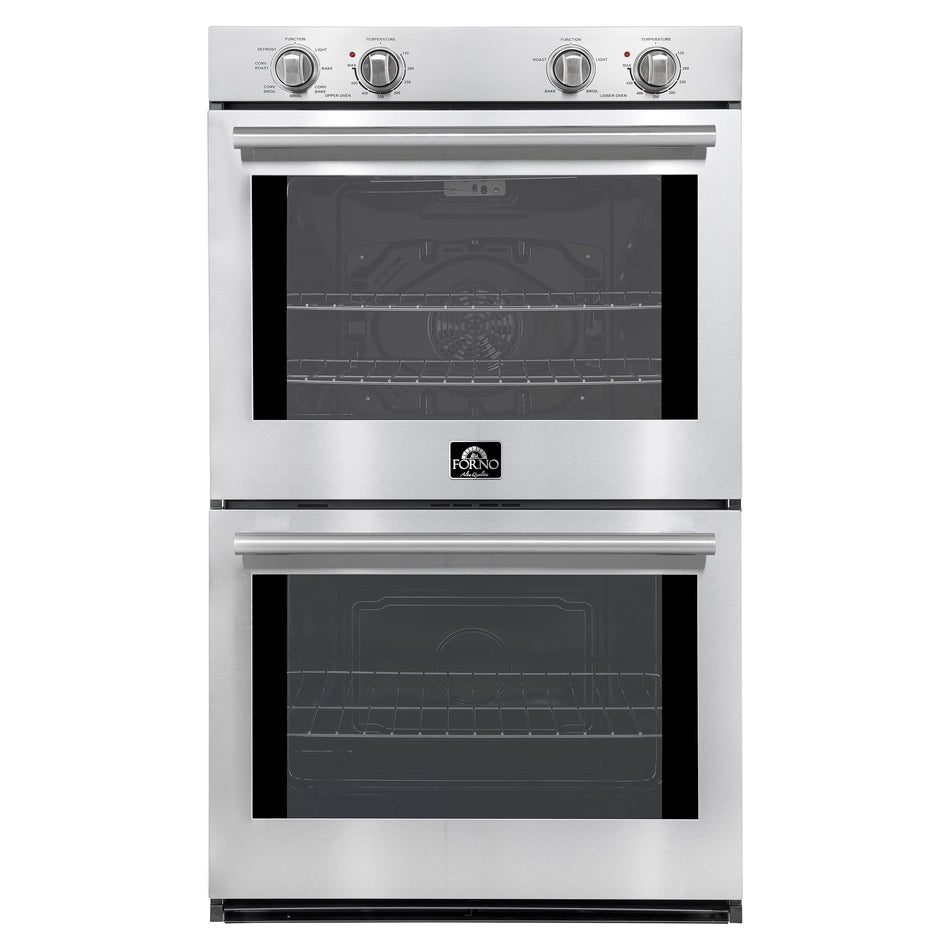 Forno Vomero 30-Inch Double Wall Oven, Stainless Steel, 10 cu.ft Total Capacity, 7100W Convection, Mechanical Controls, Self-Cleaning Function