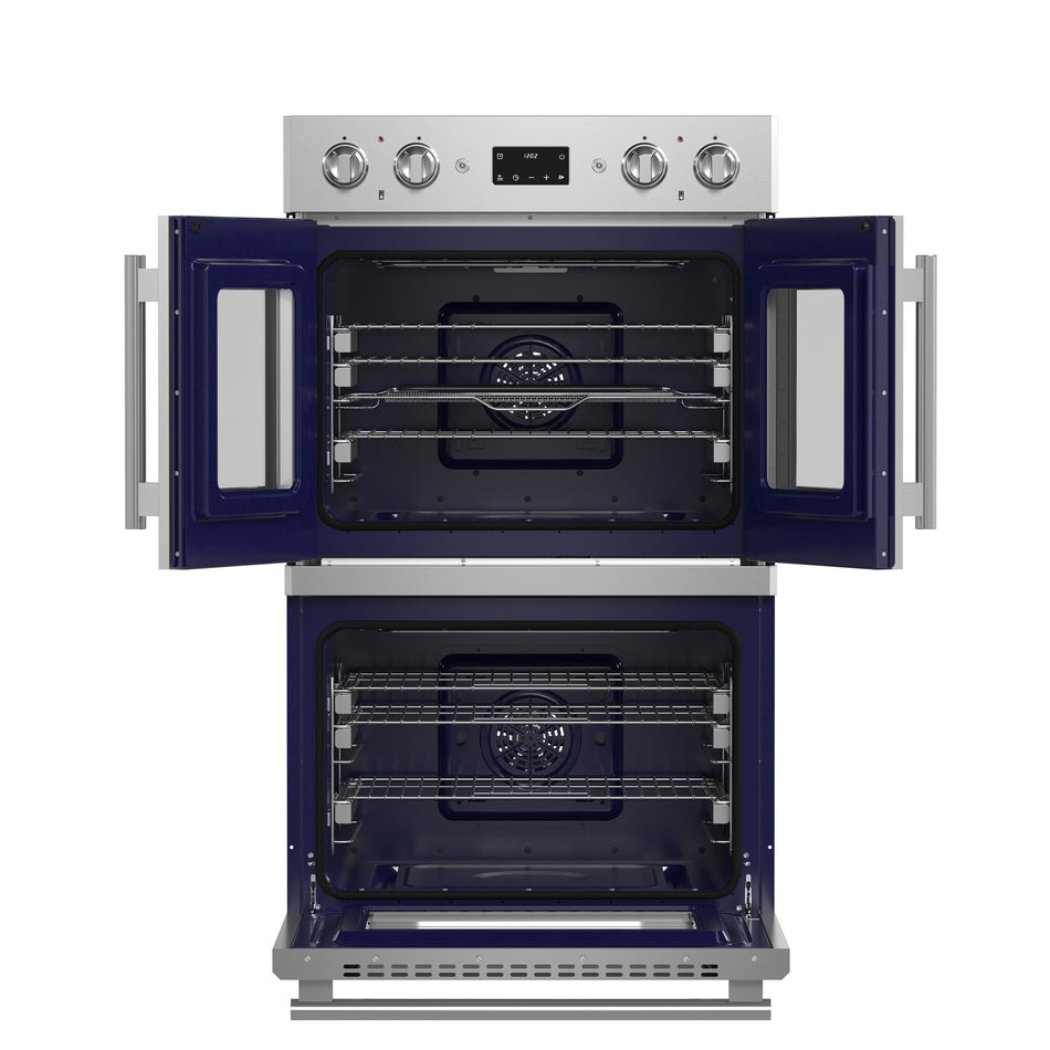 Forno Gallico 30-Inch Electric French Door Double Oven, Stainless Steel, Convection Cooking, Touch Control Panel, Self-Cleaning Function